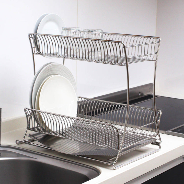 水切りかご18-8ステンレス製水切りラック2段サスティナ