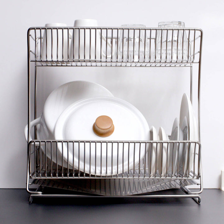 水切りかご18-8ステンレス製水切りラック2段サスティナ
