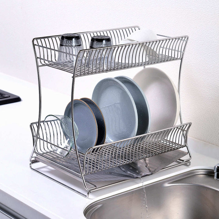 水切りかご18-8ステンレス製水切りラック2段サスティナ