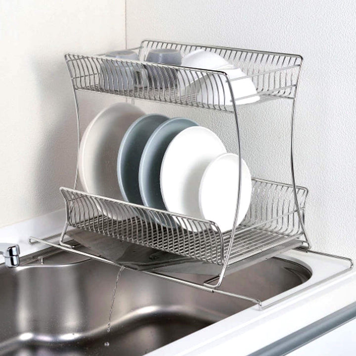 水切りかご18-8ステンレス製水切りラック2段サスティナ