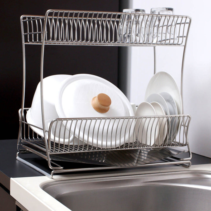 水切りかご18-8ステンレス製水切りラック2段サスティナ