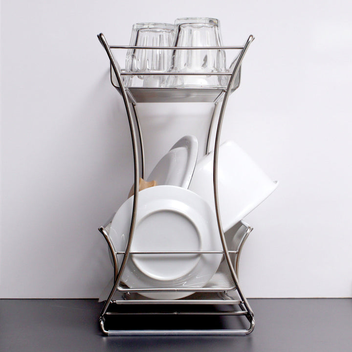 水切りかご18-8ステンレス製水切りラック2段スリムサスティナ