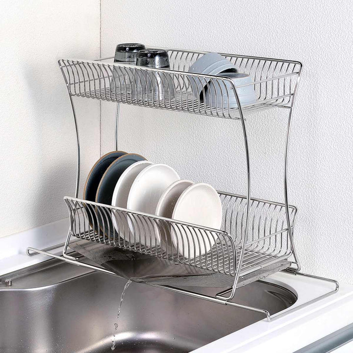 水切りかご18-8ステンレス製水切りラック2段スリムサスティナ