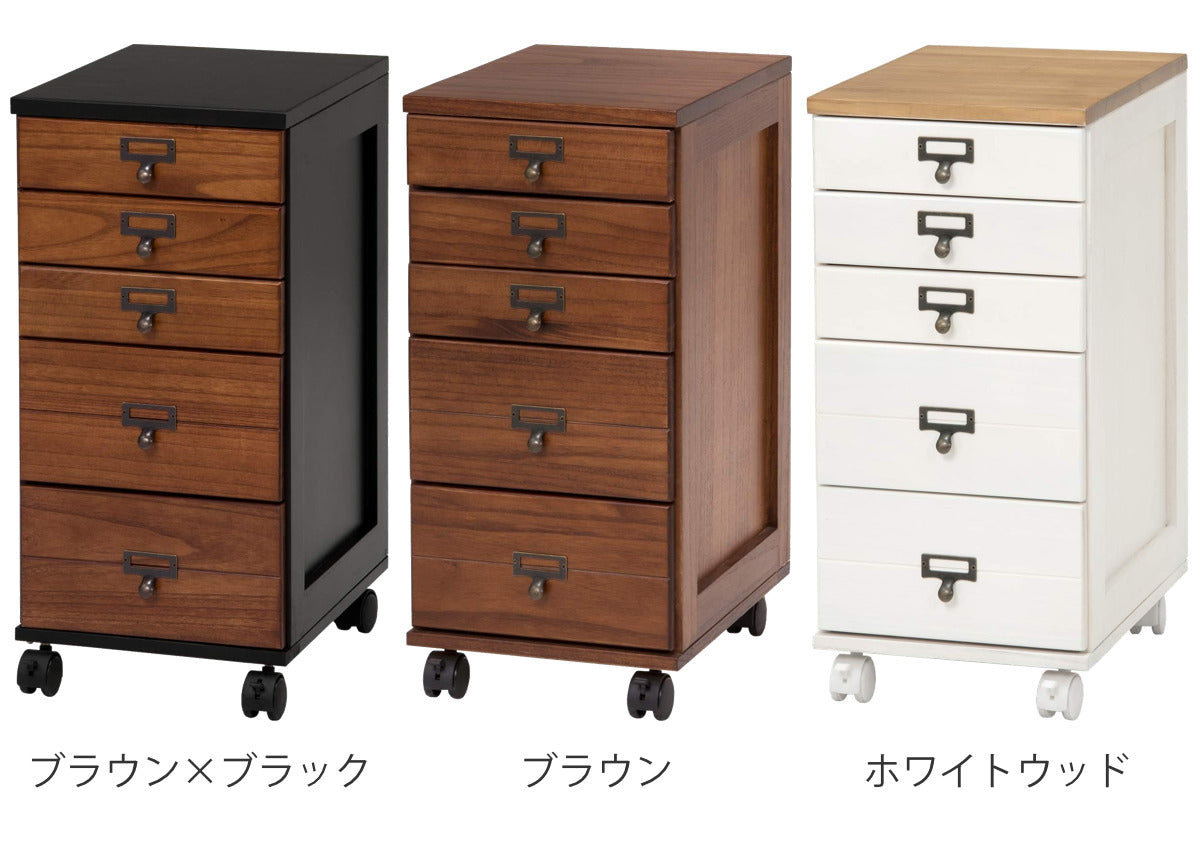 家具 ＜5段＞天然木桐材で軽量！ 組み立て不要 全段カギ付 リビング