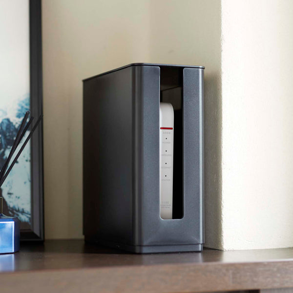 ルーター収納山崎実業smart重ねられるスリム蓋付きルーター収納ケーススマート