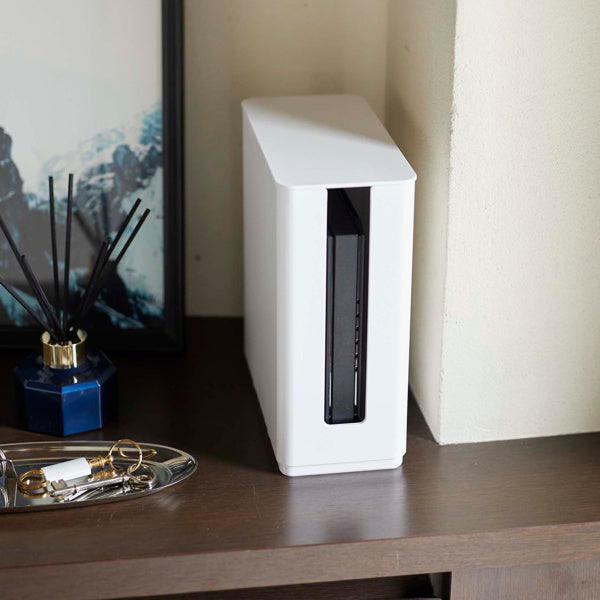 ルーター収納山崎実業smart重ねられるスリム蓋付きルーター収納ケーススマート