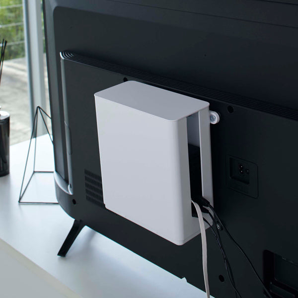 ルーター収納山崎実業smart重ねられるスリム蓋付きルーター収納ケーススマート