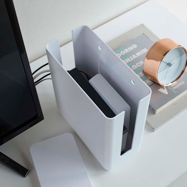 ルーター収納山崎実業smart重ねられるスリム蓋付きルーター収納ケーススマート