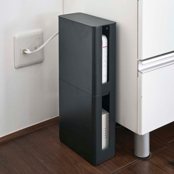 ルーター収納山崎実業smart重ねられるスリム蓋付きルーター収納ケーススマート