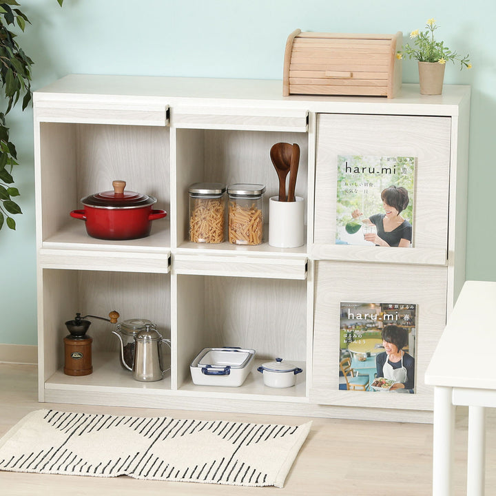 ディスプレイラック幅119cm6マス3列2段フラップ扉