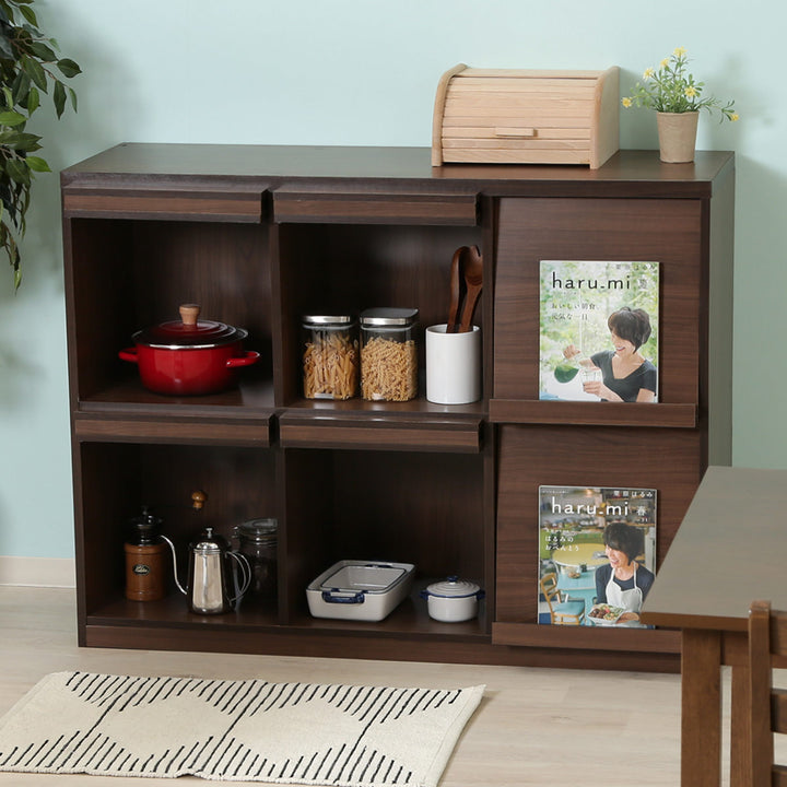 ディスプレイラック幅119cm6マス3列2段フラップ扉