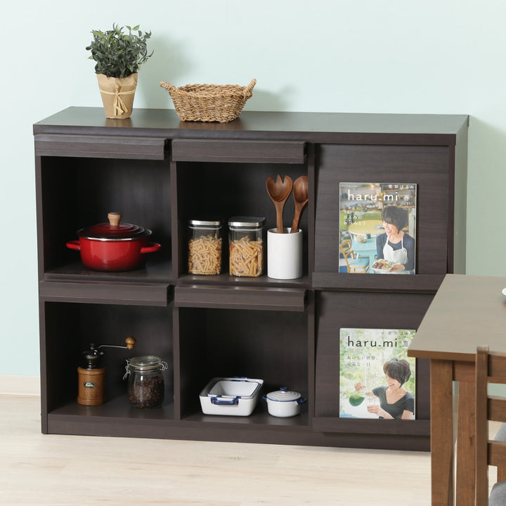 ディスプレイラック幅119cm6マス3列2段フラップ扉