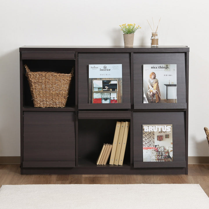 ディスプレイラック幅119cm6マス3列2段フラップ扉