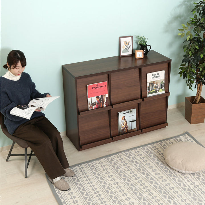 ディスプレイラック幅119cm6マス3列2段フラップ扉