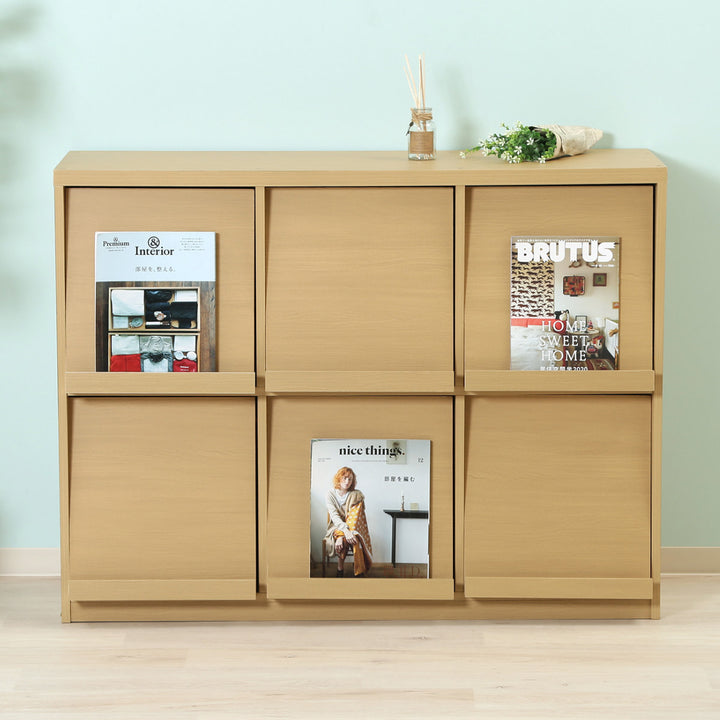 ディスプレイラック幅119cm6マス3列2段フラップ扉