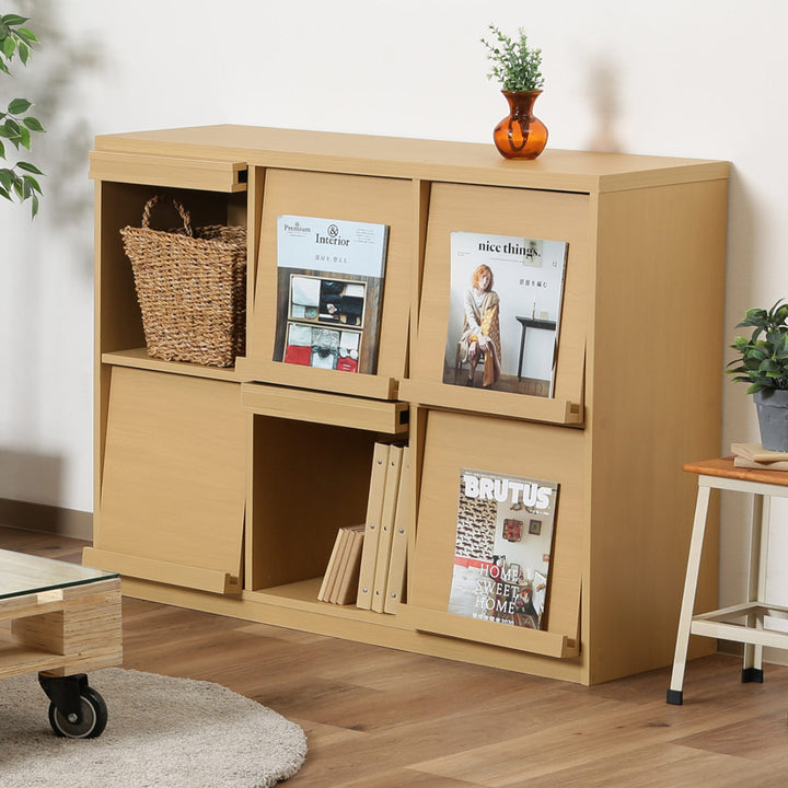 ディスプレイラック幅119cm6マス3列2段フラップ扉