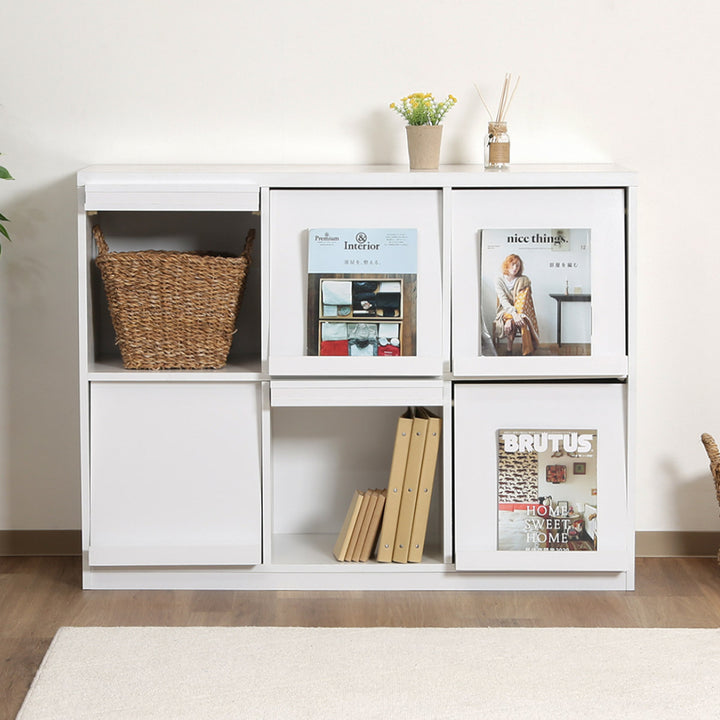 ディスプレイラック幅119cm6マス3列2段フラップ扉