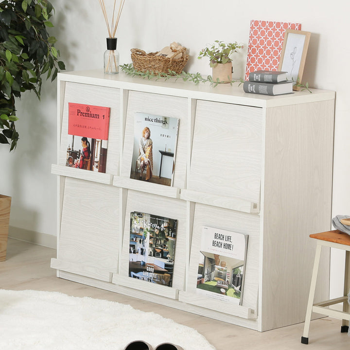 ディスプレイラック幅119cm6マス3列2段フラップ扉