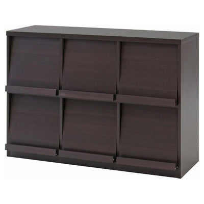 ディスプレイラック 幅119cm 6マス 3列2段 フラップ扉