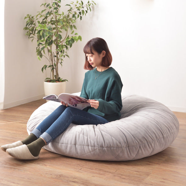 ビーズクッション幅135cm丸形大型ビーズクッションファブリック特大取手付き