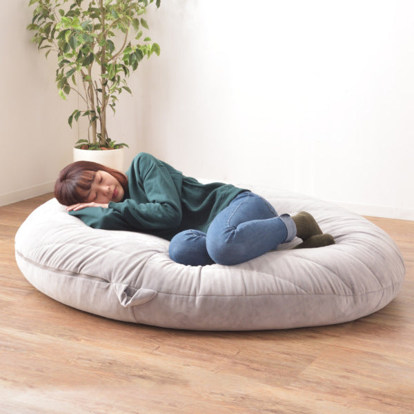 ビーズクッション幅135cm丸形大型ビーズクッションファブリック特大取手付き