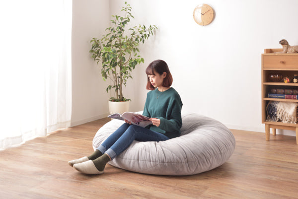 ビーズクッション幅135cm丸形大型ビーズクッションファブリック特大取手付き