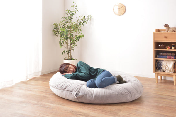 ビーズクッション幅135cm丸形大型ビーズクッションファブリック特大取手付き