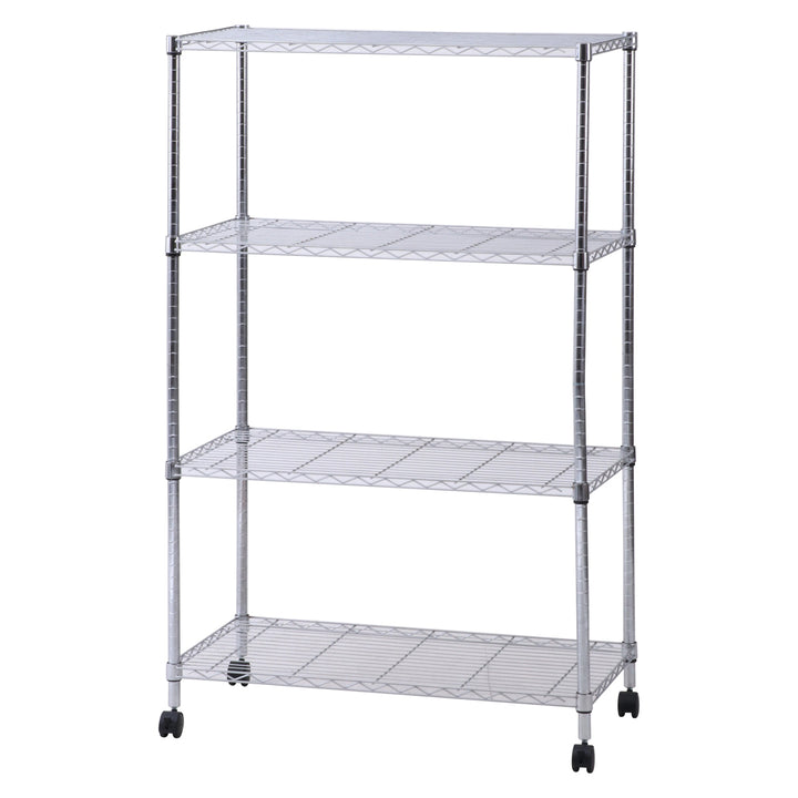 スチールラック幅90cm4段キャスター付メタルマルチシェルフ