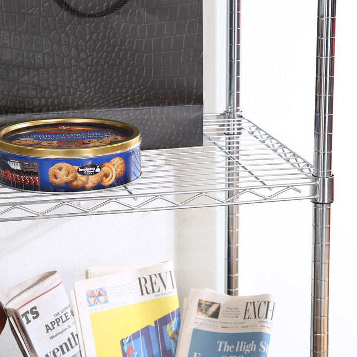 スチールラック幅90cm4段キャスター付メタルマルチシェルフ