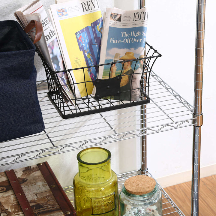 スチールラック幅90cm4段キャスター付メタルマルチシェルフ