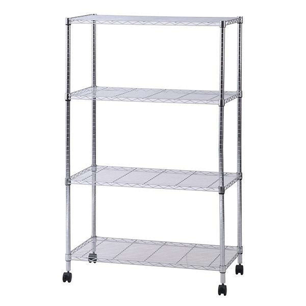 スチールラック幅90cm4段キャスター付メタルマルチシェルフ