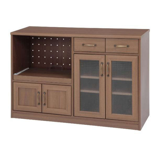 キッチンカウンター幅118cmスライド棚2口コンセントキャスター付