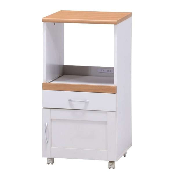 キッチンカウンター幅45cmフレンチカントリー調スライド棚2口コンセントキャスター付