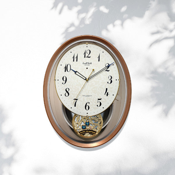 振り子時計スモールワールドエアルN18曲収録電波時計アミュージング時計