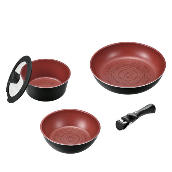 フライパン5点セットBIH対応クックサイン取っ手付きガラス蓋付きクックウェア3点セットB取っ手が取れる