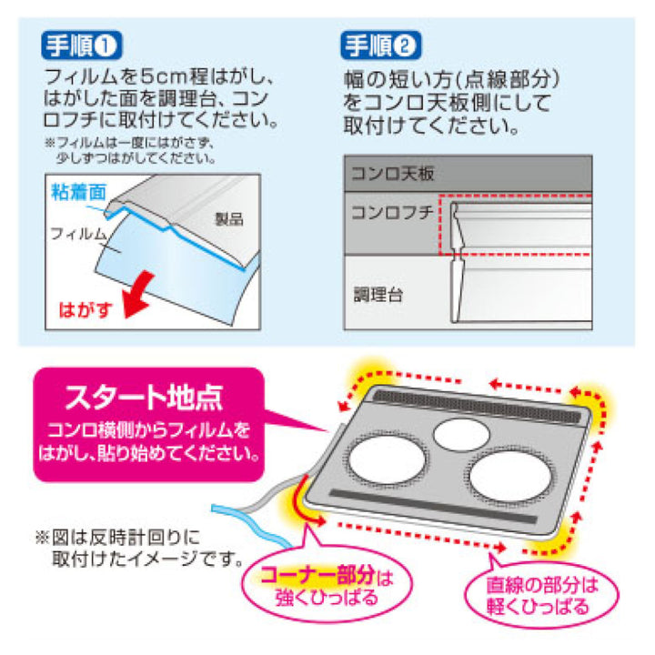 隙間テープコンロフレームカバービルトインコンロ用フリーサイズ