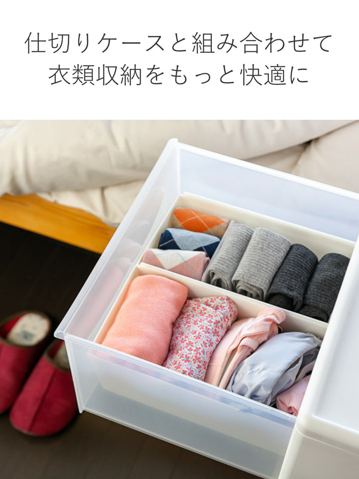 収納ケースMOSワイドストッカー幅34×奥行46.5×高さ78cm4段プラスチック浅型キャスター付き