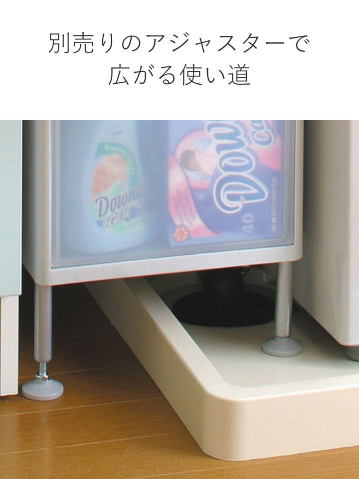 収納ケースMOSワイドストッカー幅34×奥行46.5×高さ78cm4段プラスチック浅型キャスター付き