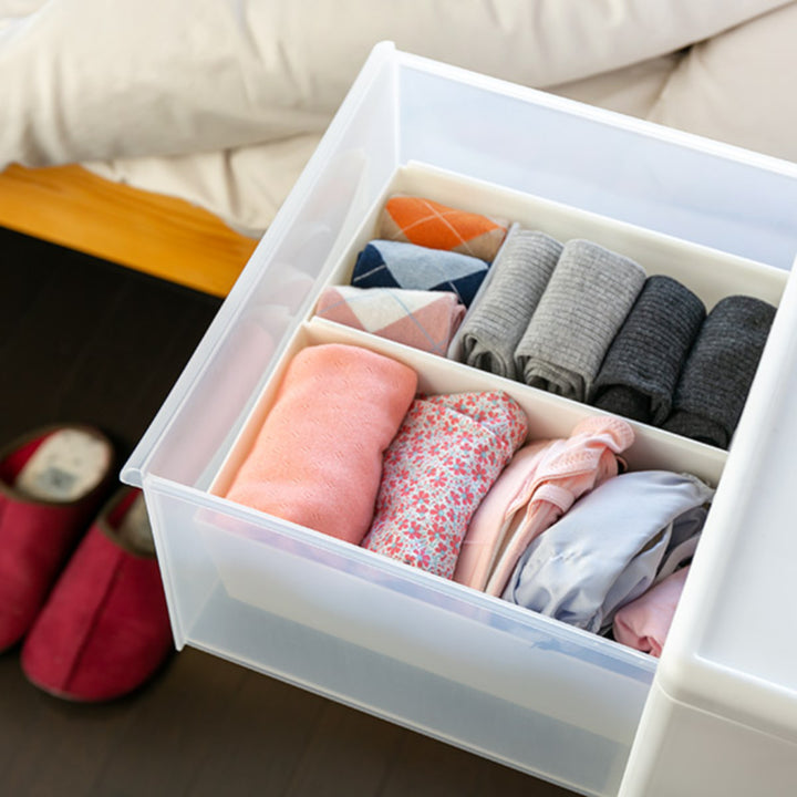 収納ケースMOSワイドストッカー幅34×奥行46.5×高さ78cm4段プラスチック浅型キャスター付き