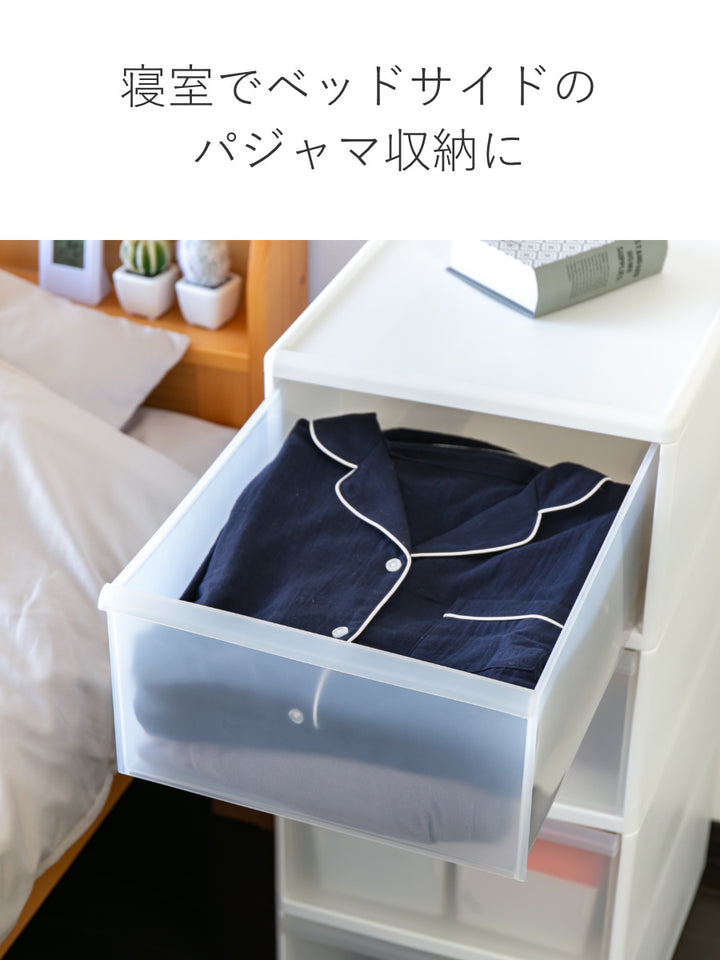 収納ケースMOSワイドストッカー幅34×奥行46.5×高さ78cm4段プラスチック浅型キャスター付き