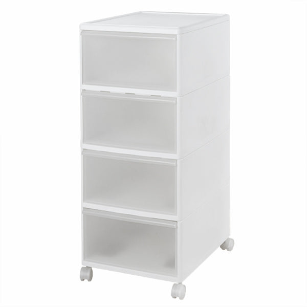 収納ケースMOSワイドストッカー幅34×奥行46.5×高さ78cm4段プラスチック浅型キャスター付き