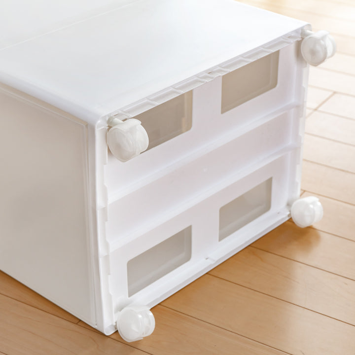 収納ケースMOSワイドストッカー幅34×奥行46.5×高さ78cm3段プラスチック深型キャスター付き