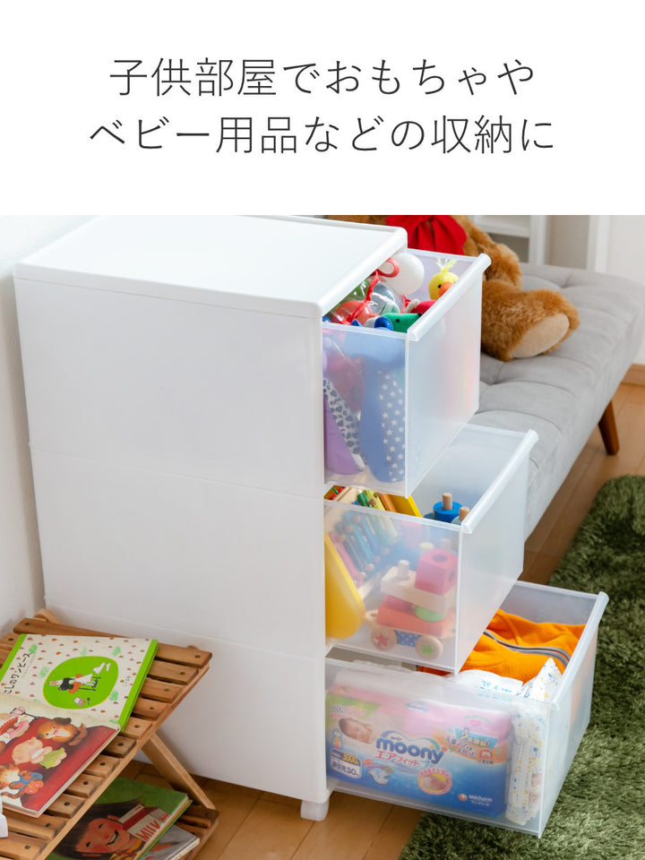 収納ケースMOSワイドストッカー幅34×奥行46.5×高さ78cm3段プラスチック深型キャスター付き