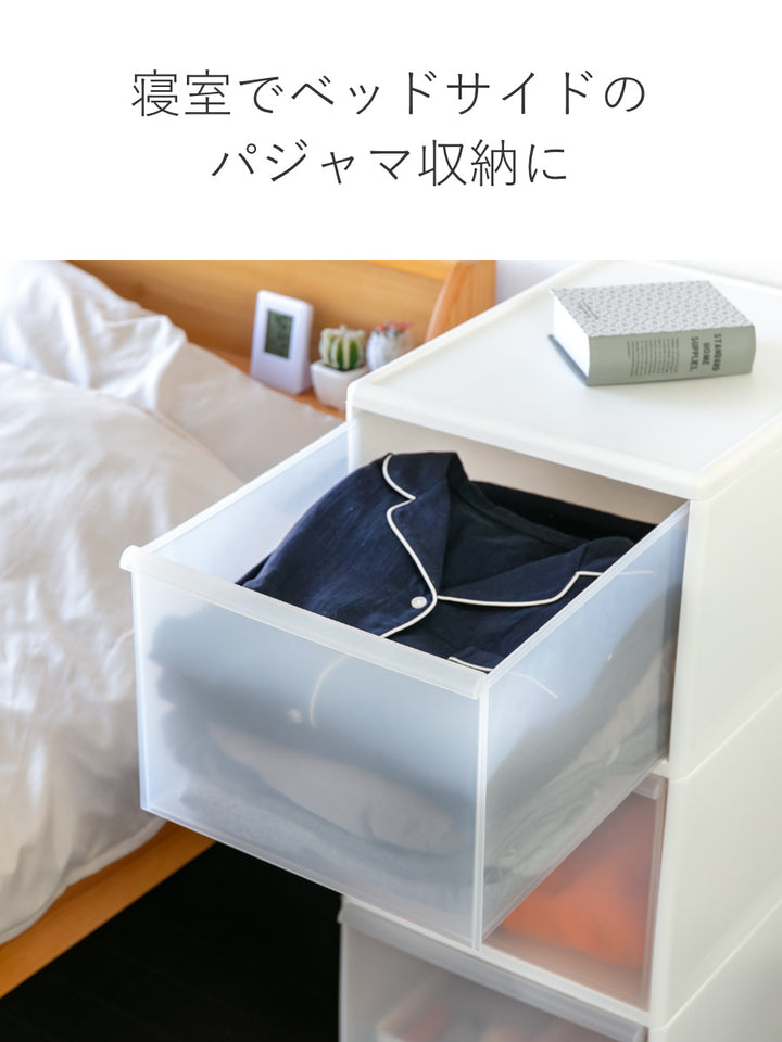 収納ケースMOSワイドストッカー幅34×奥行46.5×高さ78cm3段プラスチック深型キャスター付き