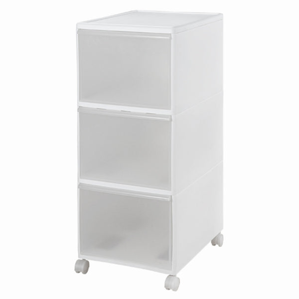 収納ケースMOSワイドストッカー幅34×奥行46.5×高さ78cm3段プラスチック深型キャスター付き