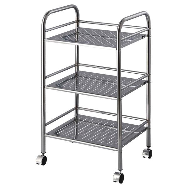 キッチンワゴン幅40cm3段クロム仕上げパンチング天板