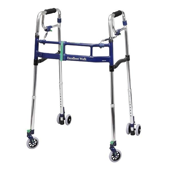 歩行器超ハイタイプ4インチ前輪折りたたみ幅調整高さ調整伸縮スライドフィットEX