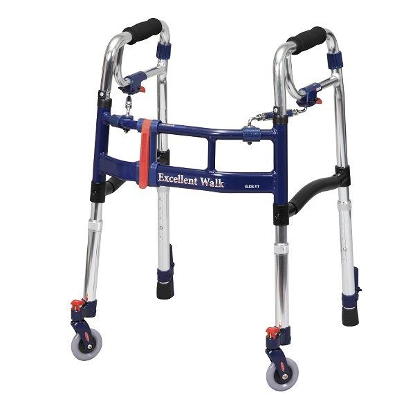 歩行器ミニタイプ3インチ前輪折りたたみ幅調整高さ調整伸縮スライドフィットEX