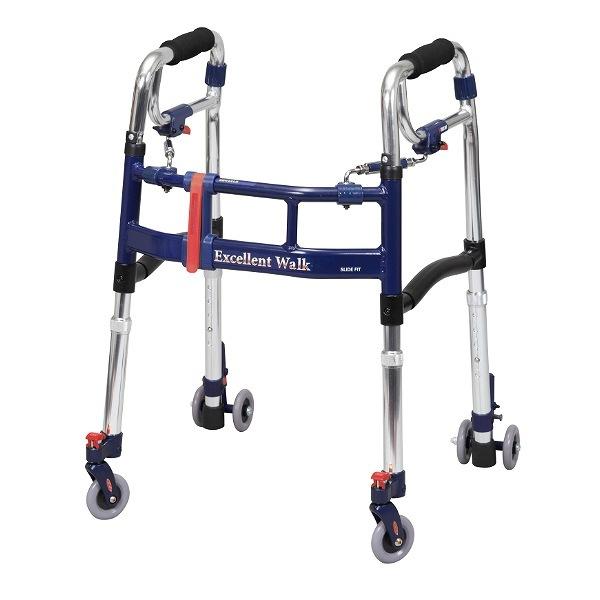 歩行器ミニタイプ3インチ前後輪折りたたみ幅調整高さ調整伸縮スライドフィットEX