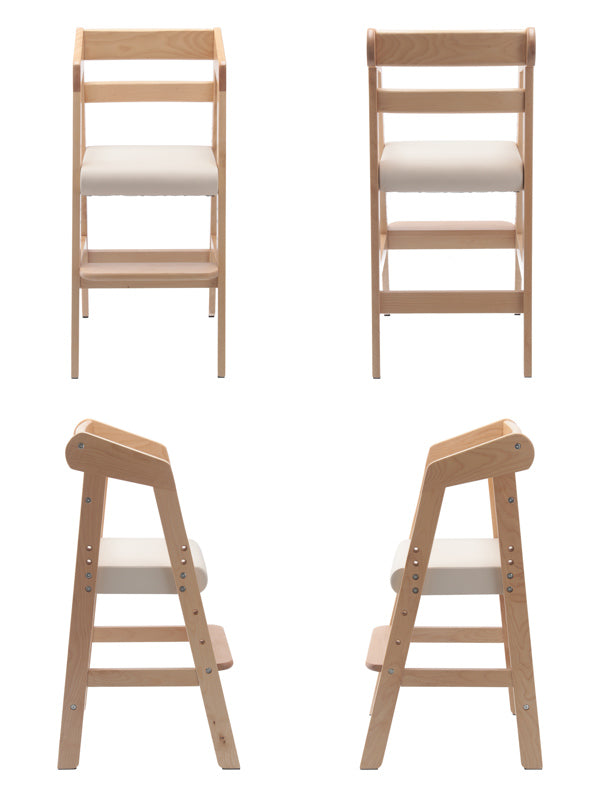 ベビーチェア幅35cm木製高さ調整キッズチェア椅子天然木合成皮革